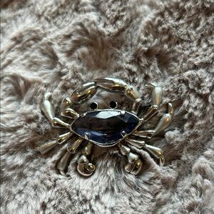 Silver and Blue Crab Brooch